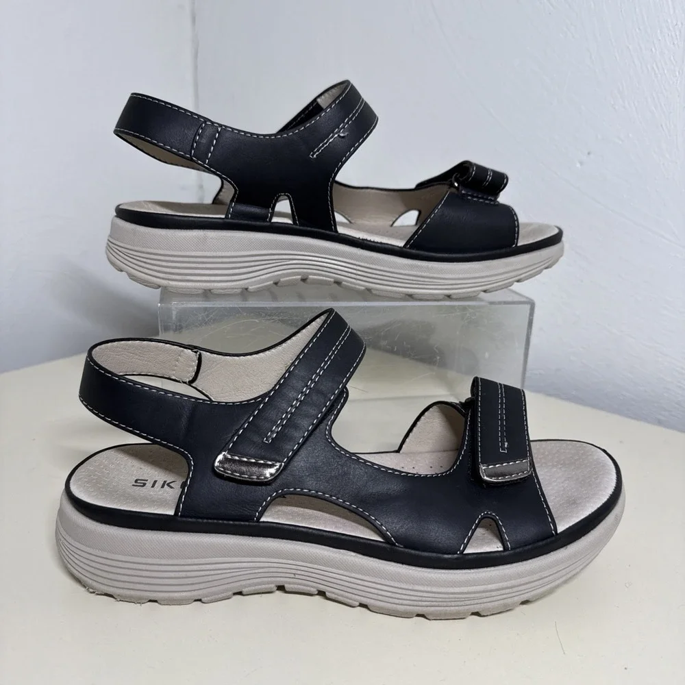 Siketu Black Sandals Size 38 US 7)Comfort Shoes Adjustable Straps EUC